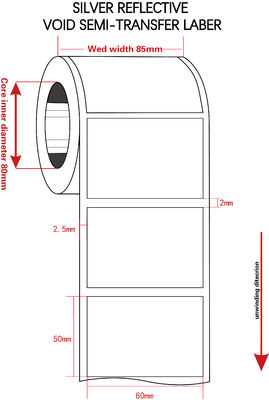 50x80 Tamper Proof Seal Security Sticker 1mil Silver Reflective Semi Transfer Label