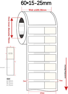 60x15-25mm Cable Adhesive Label 1mil Yellow Gloss Transparent Water Resistant Polyester Cable Label