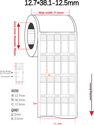 12.7*28.1-12.5mm,1.5mil White Matte Translucent Water Resistant Vinyl Cable Label