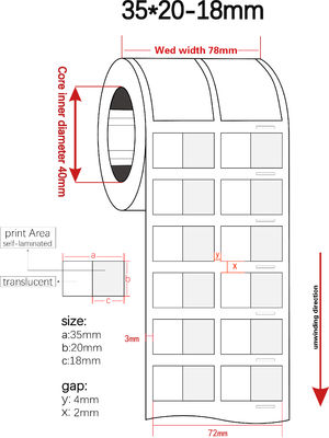 35x20-18mm 1.5mil White Matte Translucent Water Resistant Vinyl Cable Label