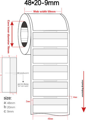 48x20-9mm Cable Adhesive Label 1mil White Matte Translucent Water Resistant Vinyl Cable Label