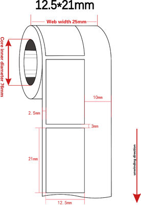 12.5mmx21mm Thermal Transfer Adhesive Label 1mil White Matte Polyimide Label
