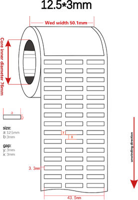 12.5mmx3mm 1.5mil White Gloss High Temperature Resistant Polyimide Label