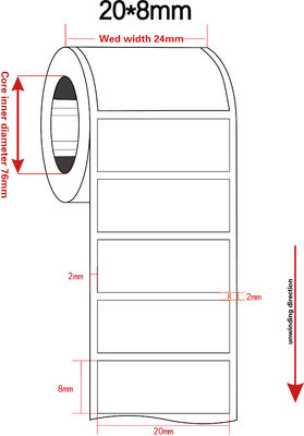 20mmx8mm 1mil White Matte High Temperature Resistant Polyimide Label For Single Row
