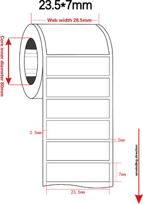 23.5mmx7mm Permanent Adhesive Label 1.5mil White Matte High Temperature Resistant Polyimide Label