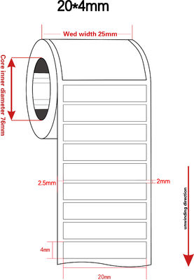 20mmx4mm Adhesive White Labels 1mil  White Gloss High Temperature Resistant Polyimide Label