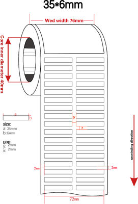 35mmx6mm Thermal Transfer Adhesive Label 1mil White Matte High Temperature Resistant With Polyimide