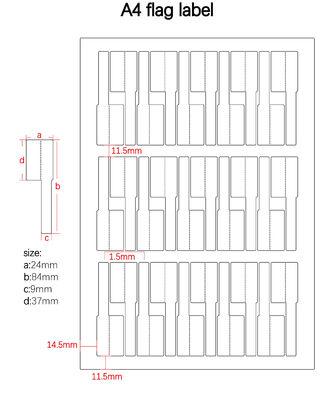 24*84*9*37m 2mil White Matte Synthetic Paper Flag Tag For Cable Label With Tear Hard