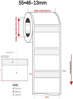 55mmx46-13mm Cable Adhesive Label 2mil White Matte Translucent Water Resistant Vinyl Cable Label