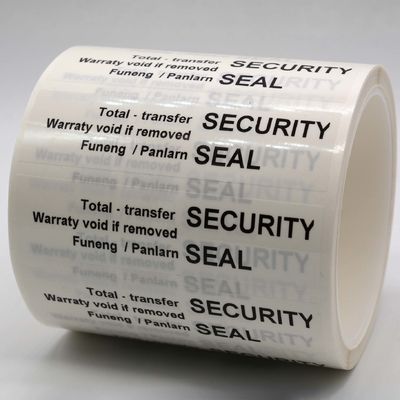 White 65um 1mil Gloss Full Transfer Tamper Evident Security Labels For VOID