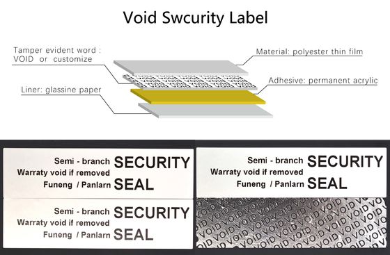 80um 1.5mil Tamper Proof Plastic Seals Matte Silver Semi Transfer High Residue For VOID