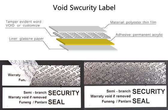 45um 1mil Tamper Proof Seal Security Sticker Silver Matte Semi Transfer With High Residue