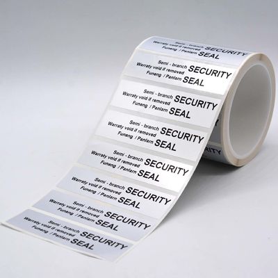 45um 1mil Tamper Proof Seal Security Sticker Silver Matte Semi Transfer With High Residue