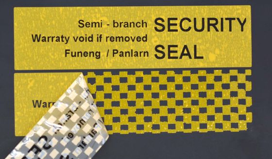 70um 1.5mil Tamper Proof Seal Security Sticker Matte Yellow Semi Transfer For Checkerboard