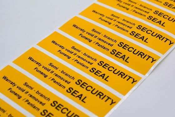 70um 1.5mil Tamper Proof Seal Security Sticker Matte Yellow Semi Transfer For Checkerboard