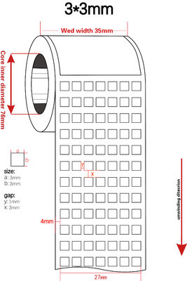 3mmx3mm 1mil  White Matte High Temperature Resistant Polyimide Label