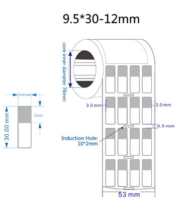 9.5x30-12mm 2mil White Matte Translucent Vinyl Permanent Waterproof Adhesive Labels