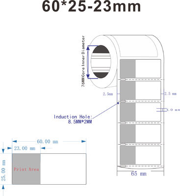 60x25-23mm,2mil White Matte Translucent Water Resistant Vinyl Cable Label
