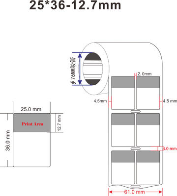 25x36-12.7mm 1mil White Gloss Transparent Water Resistant Polyester Cable Label