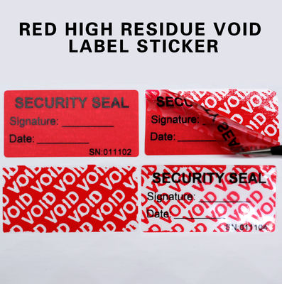 90um 2mil Tamper Proof Security Stickers Red Matte Semi Transfer High Residue