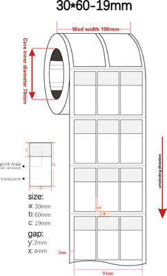30*60-19mm 1.5mil White Matte Translucent Water Resistant Vinyl Cable Label