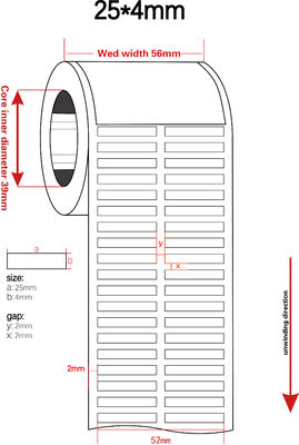 25mmx4mm High Temperature Adhesive Labels 1mil White Matte Polyimide