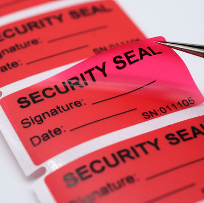 90um 2mil Tamper Proof Security Stickers Red Matte Semi Transfer High Residue